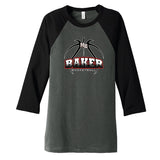 Baker Basketball Unisex Raglan 3/4 length Baseball Tee