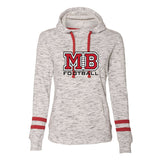 MB Football Women's Mèlange Fleece Striped-Sleeve Hooded Sweatshirt