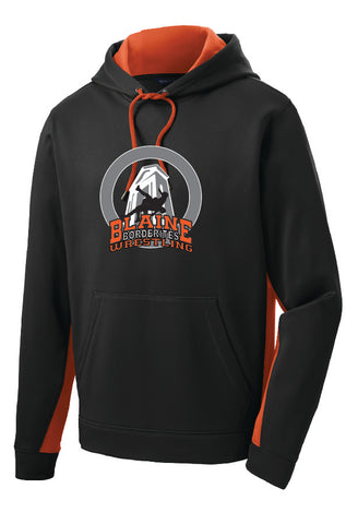 Blaine Wrestling Orange & Black Colorblock Hooded Sweatshirt (ADULT SIZES ONLY)