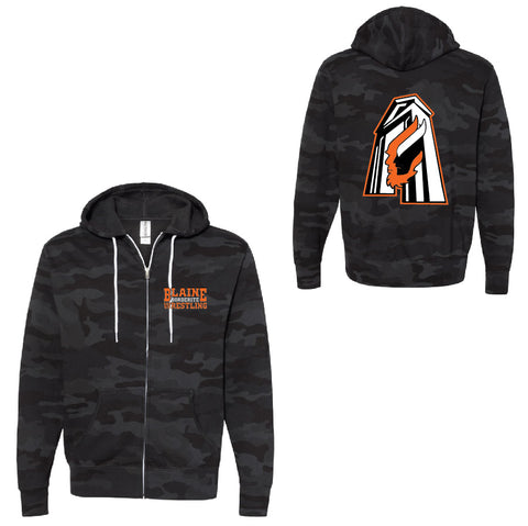 Blaine Wrestling Black Camo Full Zip-Up Hoodie