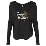 MOPS Decide To Rise Ladies Flowy Ribbed Long-Sleeve Shirt