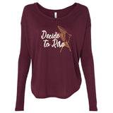 MOPS Decide To Rise Ladies Flowy Ribbed Long-Sleeve Shirt