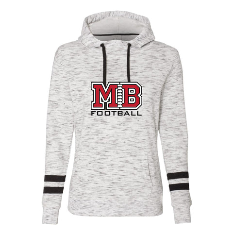 MB Football Women's Mèlange Fleece Striped-Sleeve Hooded Sweatshirt