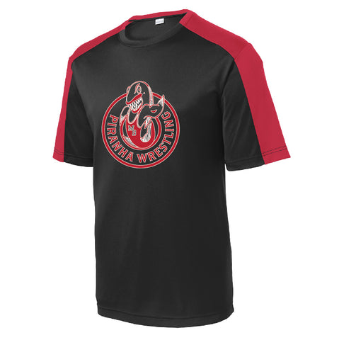 Piranha Wrestling PosiCharge Block-Sleeve Performance T-Shirt (Adult/Youth Sizes)