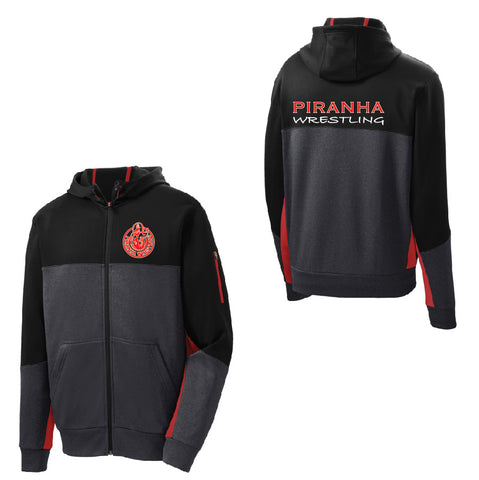 Piranha Wrestling Colorblock Full-Zip Hooded Jacket